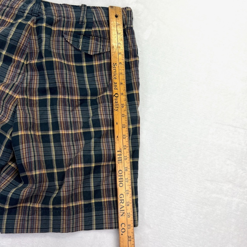 Polo Ralph Lauren Shorts Mens 37 Navy Yellow Plaid Preppy Cotton Flat Front - Picture 7 of 8